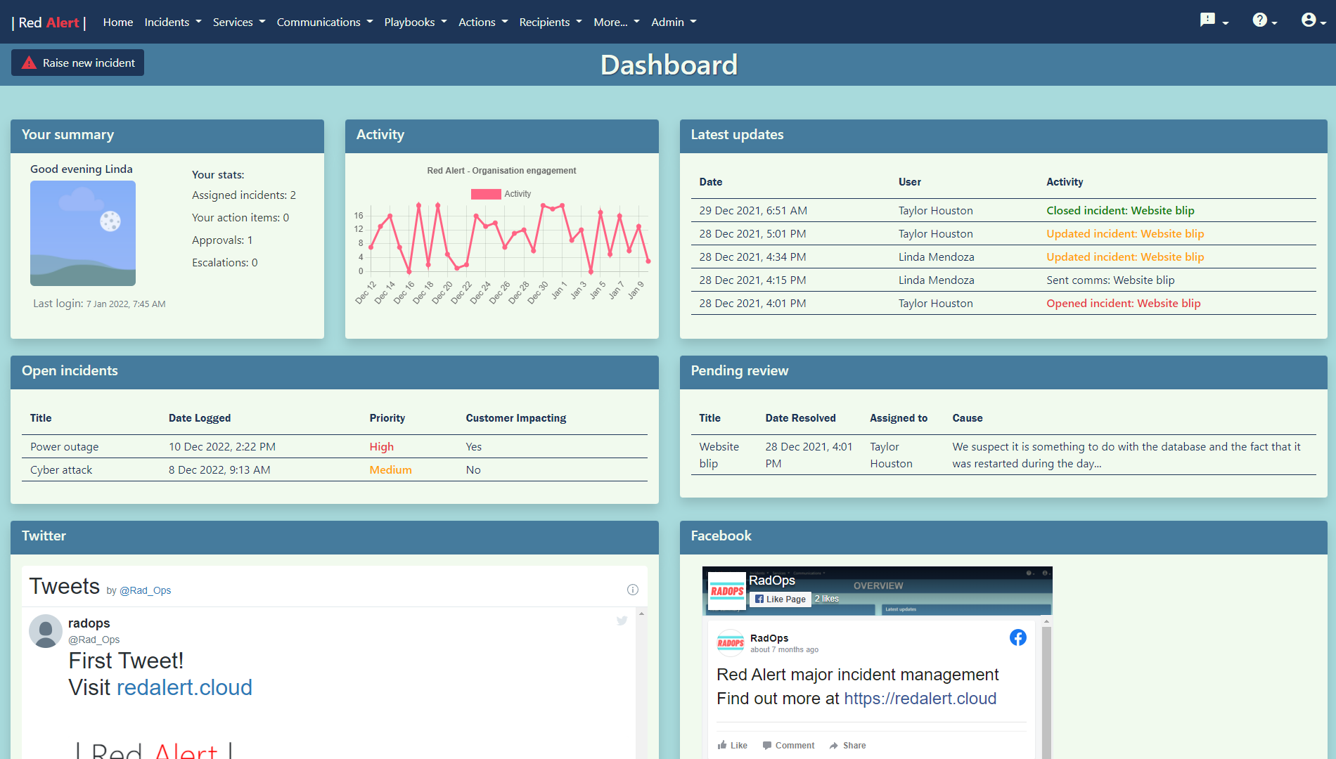 Red Alert dashboard